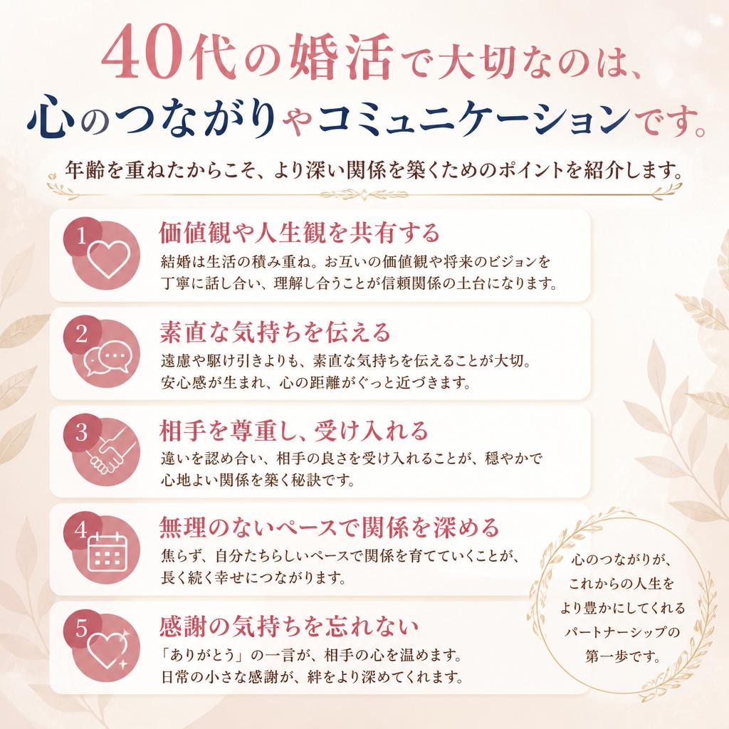 40代の婚活に必要な心のつながり